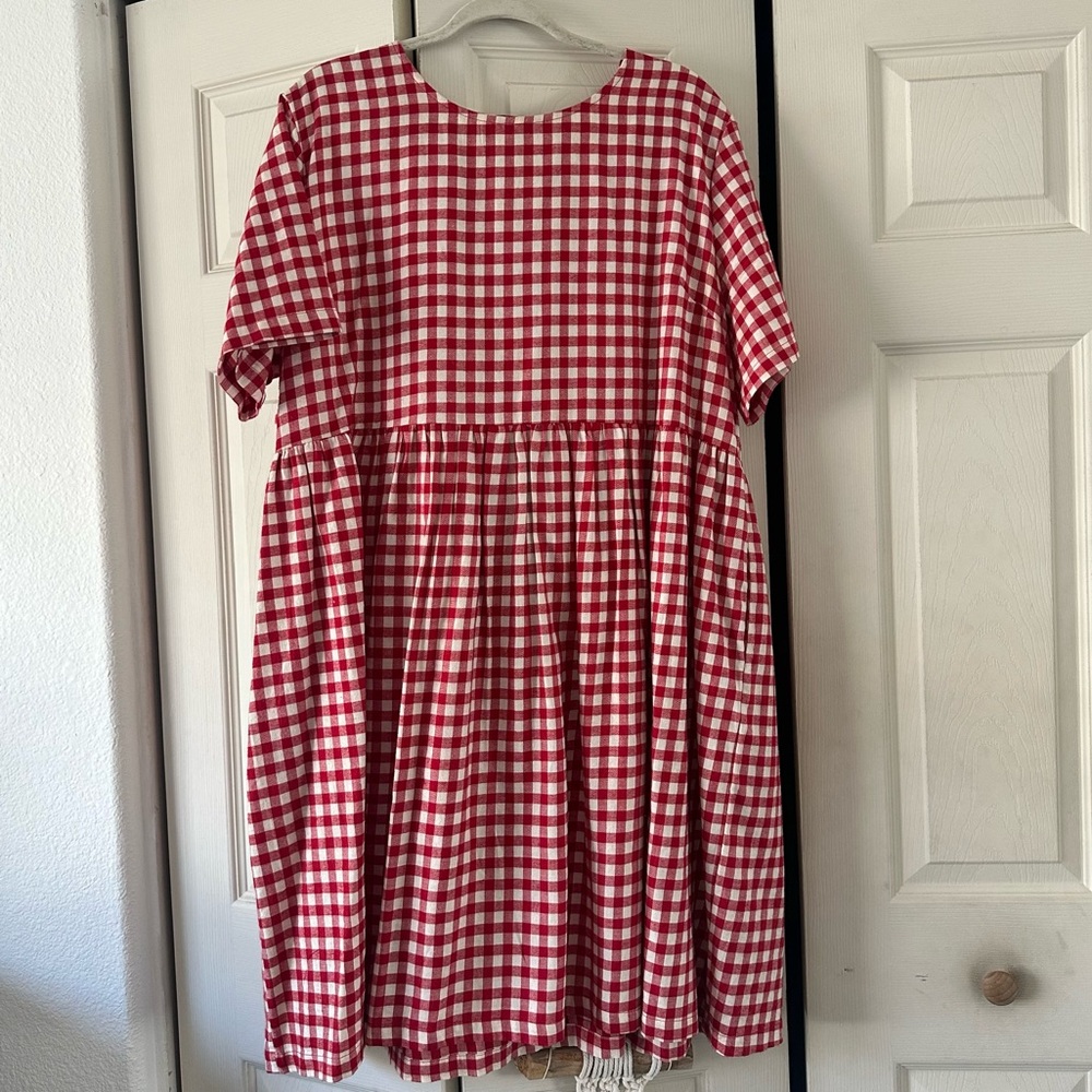 Red Gingham Dress 2XL Shiny By Nature